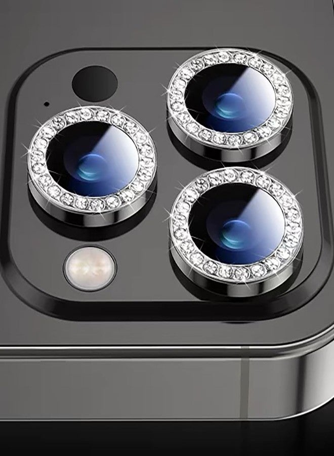 INF Camera Lens Protector Compatible with iPhone 14 Pro/14 Pro Max, 3 Packs Bling Rhinestone Aluminum Alloy & Tempered Glass Lens Cover, Scratch-Resistant, HD Clarity, Case Friendly（Gray） - Image 4
