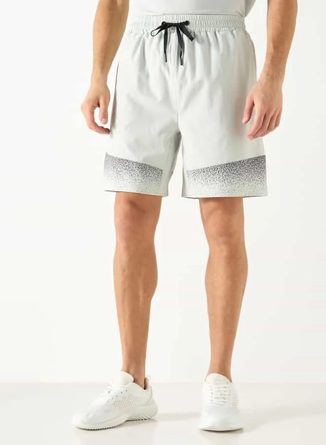 ADOT by Splash Printed Panelled Shorts with Elasticated Waistband and Pockets