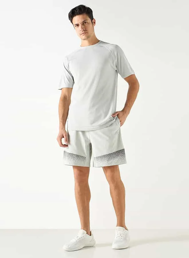 ADOT by Splash Printed Panelled Shorts with Elasticated Waistband and Pockets