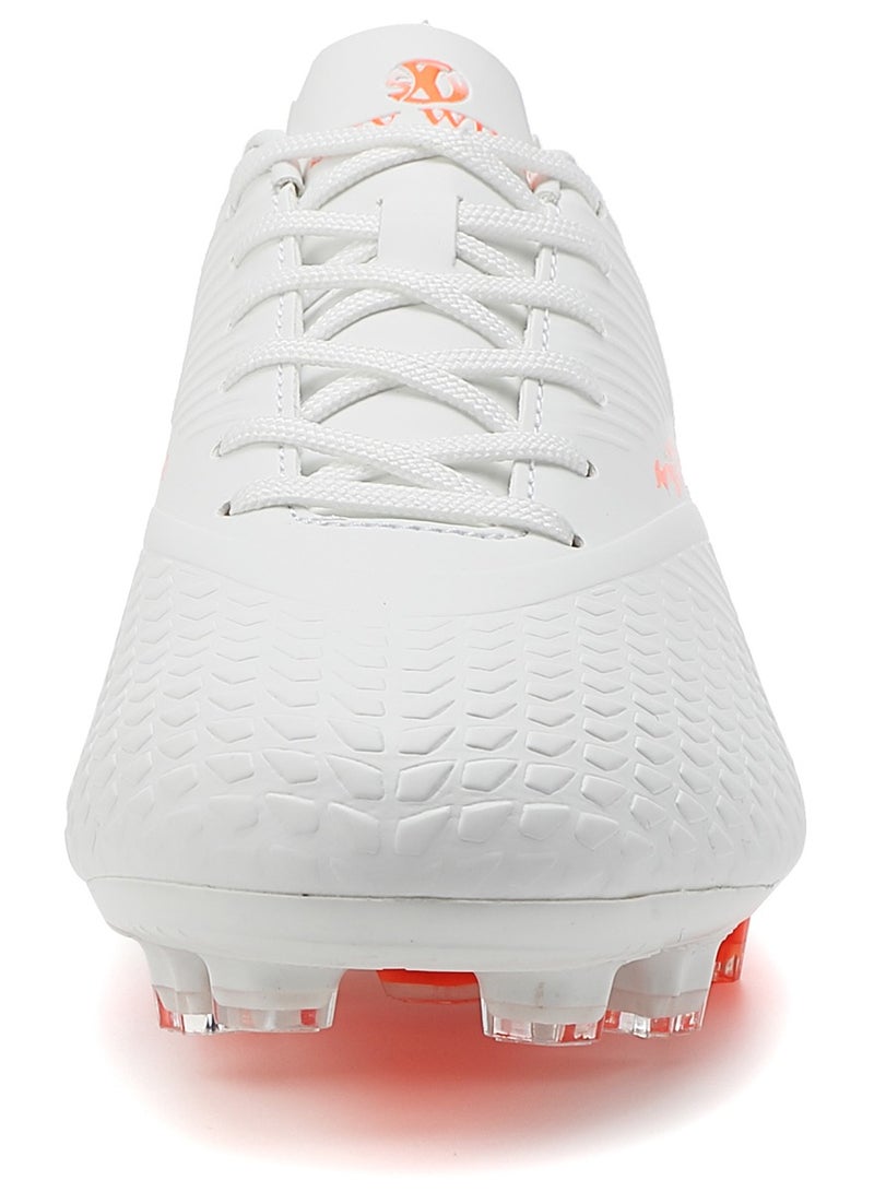 SKY WING Boy And Girl Soccer Shoes kids FG Sole Sport Shoes Flexible Athletic Outdoor Cleats Lace Up Light Weight Training Football Shoes White - Image 3