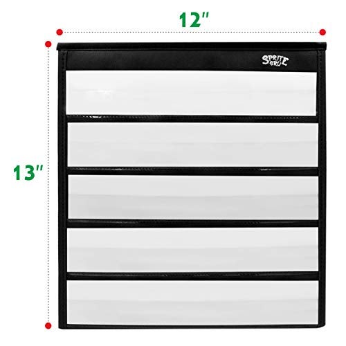 SpriteGru Black Tabletop Desktop Pocket Chart with Bonus 20X Dry Erase Cards. Double Sided and Self-Standing (13” X 12”) - Image 2