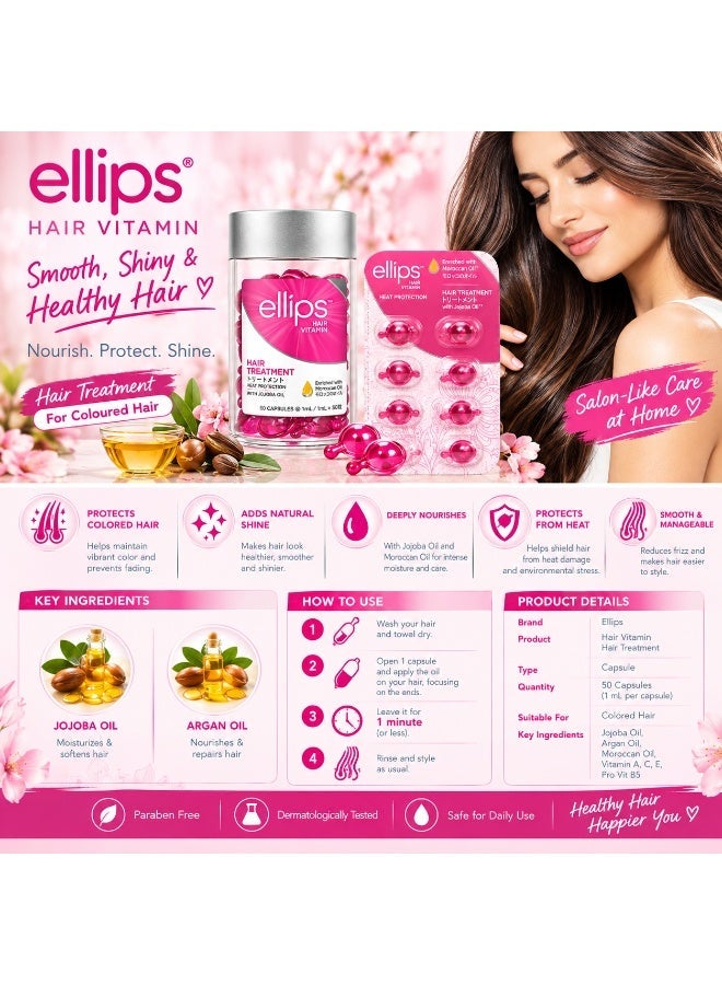 Ellips Hair Vitamin, Hair Treatment With Moroccan Oil, Heat Protection With Jojoba Oil, 50 x 1ml Capsules - Image 2