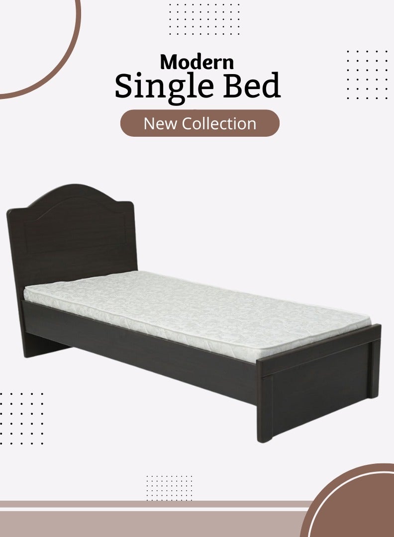 AFT Elegant Single Bed Frame with MDF Construction - Dark Brown Finish, 197 cm Length x 95 cm Width, High Headboard Design for Comfort and Durability. Dark Brown (ARFAN) - Image 2