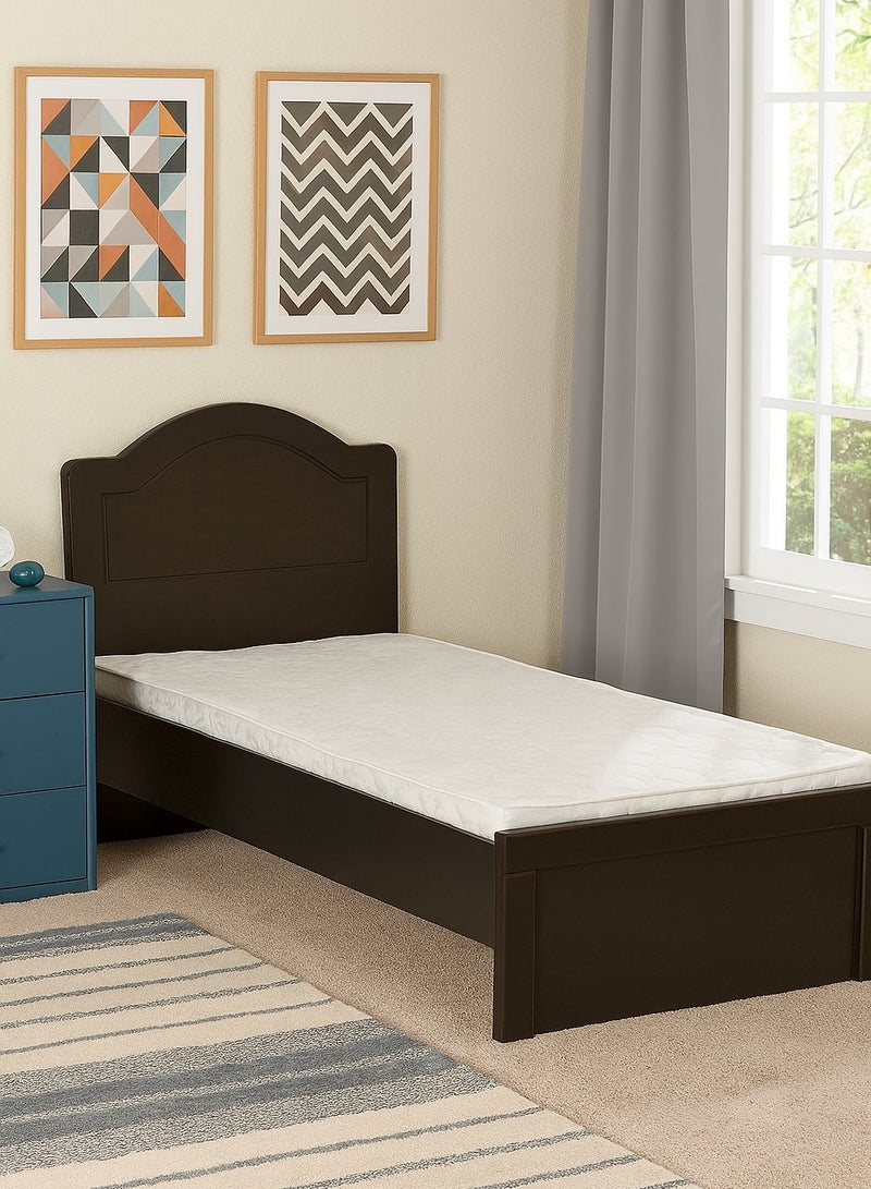 AFT Elegant Single Bed Frame with MDF Construction - Dark Brown Finish, 197 cm Length x 95 cm Width, High Headboard Design for Comfort and Durability. Dark Brown (ARFAN) - Image 1