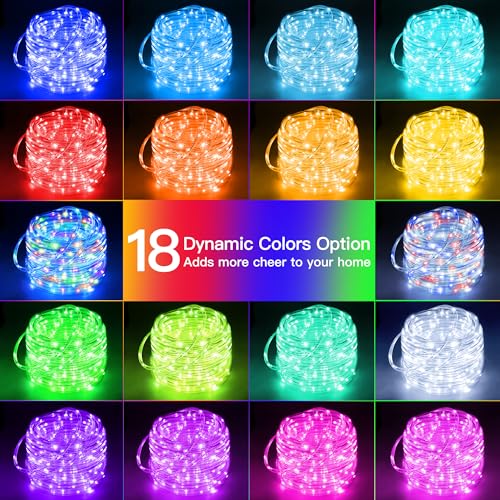 Ollny Rope Lights Outdoor Color Changing, 33FT 100 LED Waterproof Plug in Outdoor String Lights with Remote, 16 Colors Twinkle Christmas Lights for Outside Indoor Party Easter Holiday Decorations - Image 3