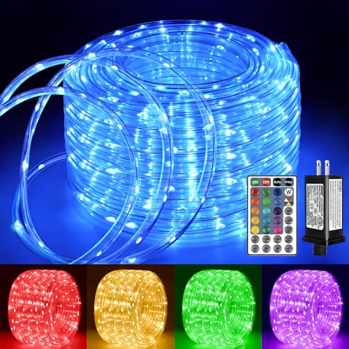 Ollny Rope Lights Outdoor Color Changing, 33FT 100 LED Waterproof Plug in Outdoor String Lights with Remote, 16 Colors Twinkle Christmas Lights for Outside Indoor Party Easter Holiday Decorations - Image 1