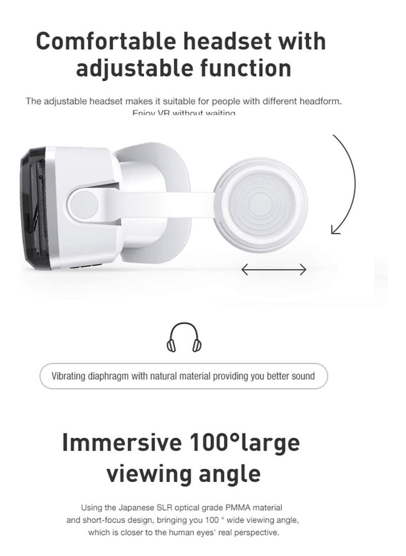 VR SHINECON Headset +Bluetooth 3D Glasses Goggles HD Virtual Reality Headset Compatible with iOS & Android Phone Eye Protected Soft & Comfortable Adjustable Distance for Phones  - Image 5