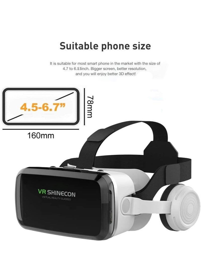 VR SHINECON Headset +Bluetooth 3D Glasses Goggles HD Virtual Reality Headset Compatible with iOS & Android Phone Eye Protected Soft & Comfortable Adjustable Distance for Phones  - Image 3