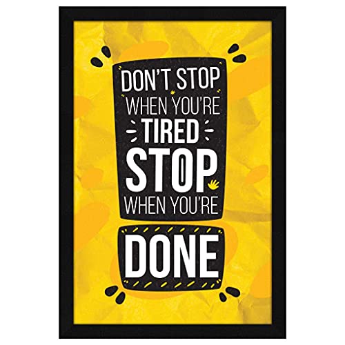 ArtX Paper Stop When You're Done Motivational Quote Framed Wall Art Painting, wall decor for living room, Multicolor, Alphabets, 12.5 X 18.5 inches, Set of 1 - Image 1