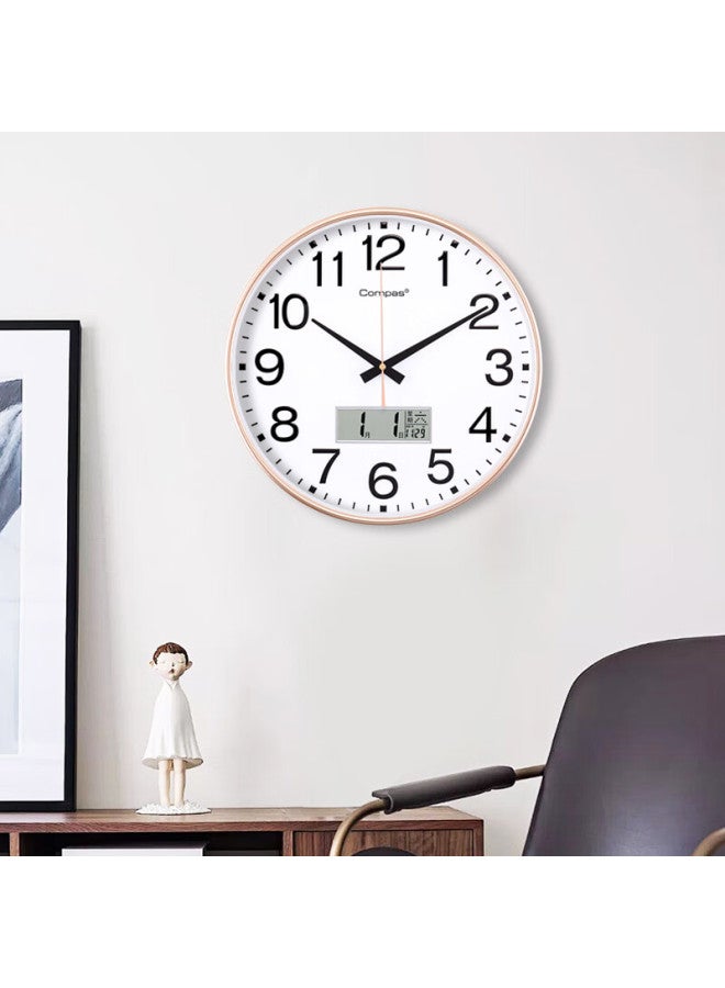 Compas Wall Clock Living Room Quartz Clock Wall Clock New Clock 3588a Calendar Flash Gold 35cm - Image 5