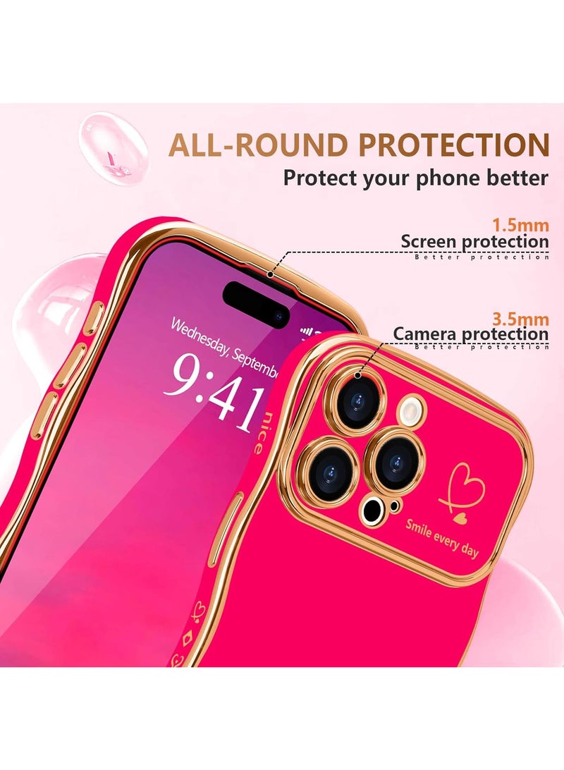 Y&D Suitable For Iphone 15 Electroplated Love Large Window Wave Drop Resistant Phone Case - Image 4