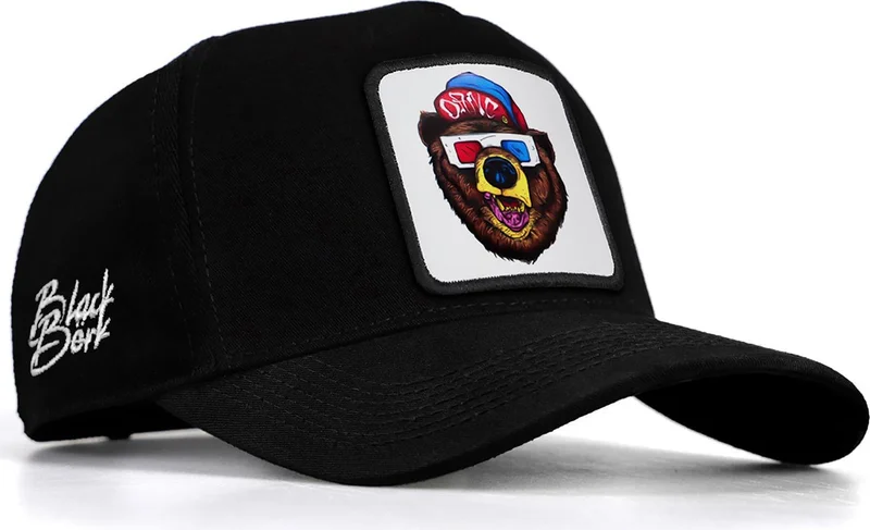 بلاك بورك BlackBörk V1 Baseball Bear - Unisex Black Cap with 2 Code Logo