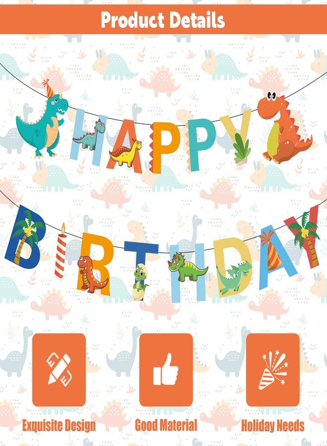 Ysqool Dinosaur Happy Birthday Banner - Dinosaur Theme Party Sign, Multicolor, Standard Banner, Indoor/Outdoor, 1 Set - Image 3