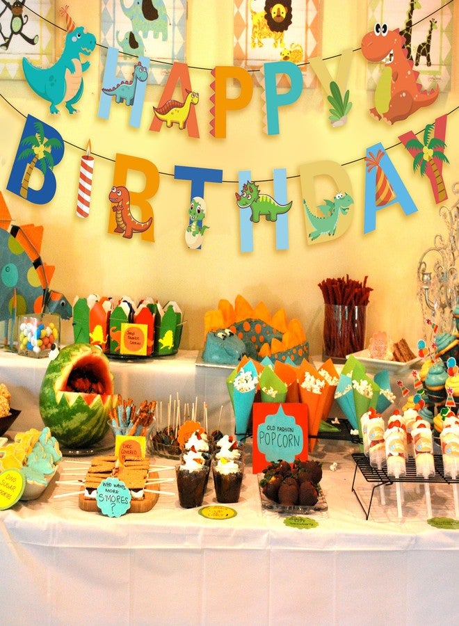 Ysqool Dinosaur Happy Birthday Banner - Dinosaur Theme Party Sign, Multicolor, Standard Banner, Indoor/Outdoor, 1 Set - Image 4
