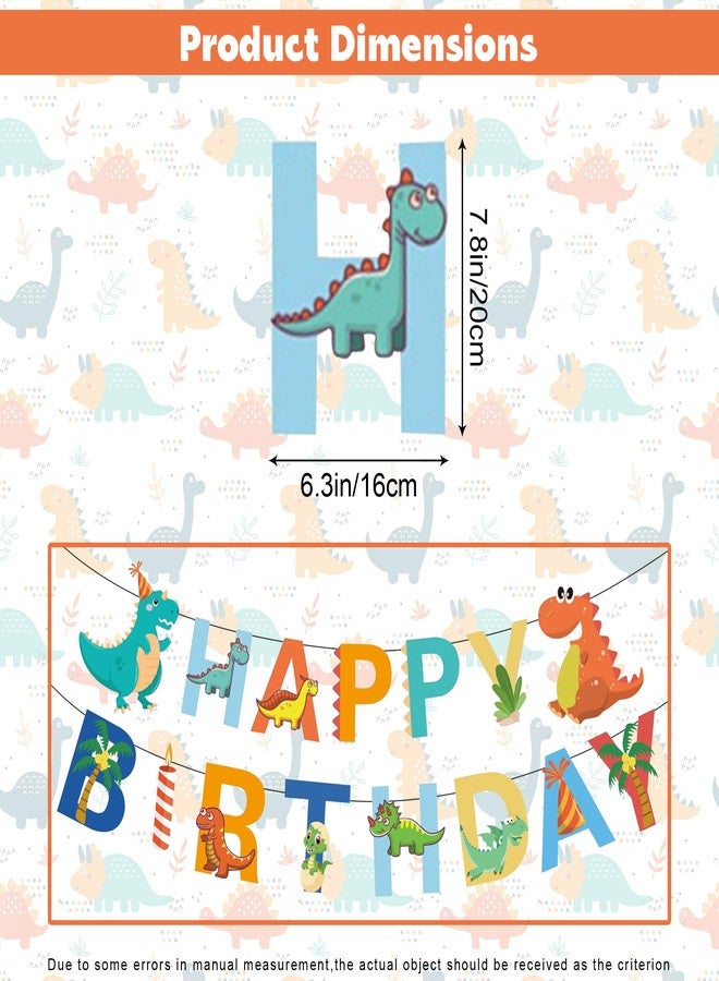 Ysqool Dinosaur Happy Birthday Banner - Dinosaur Theme Party Sign, Multicolor, Standard Banner, Indoor/Outdoor, 1 Set - Image 2