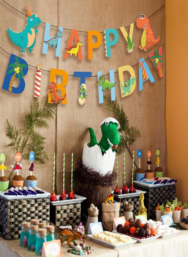 Ysqool Dinosaur Happy Birthday Banner - Dinosaur Theme Party Sign, Multicolor, Standard Banner, Indoor/Outdoor, 1 Set - Image 5