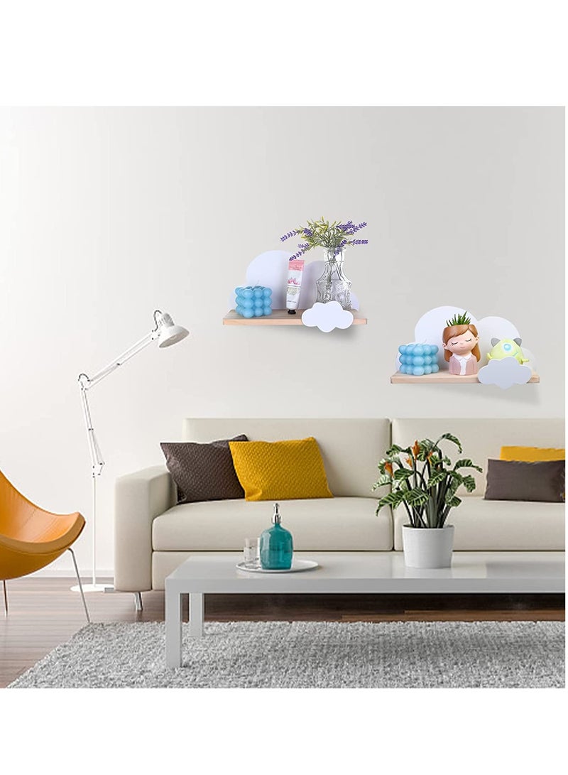 KASTWAVE Cloud Wall Shelves for Bedroom, Kid's Nursery Room Shelves, Floating Bedroom Baby Book Shelf Storage Shelf, Cloud Floating Wooden Shelf Wall Decoration - Image 3