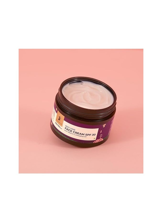 PILGRIM PILGRIM French Red Vine Face Cream with SPF 30 Sunscreen, Rosehip Oil & Vit C For Anti Ageing, Sun Protection PA+++, Daily Use, Dry, Oily, Combination Skin, Men & Women, 50g  - Image 2