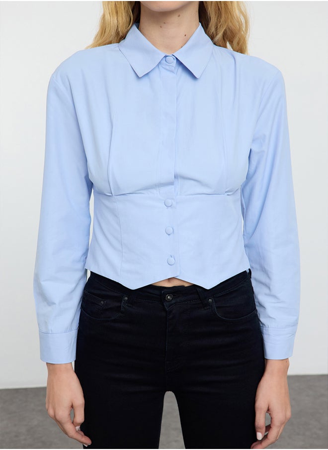 trendyol - Blue Waist Fitted Pattern Shirt TWOAW25GO00075 - Image 1