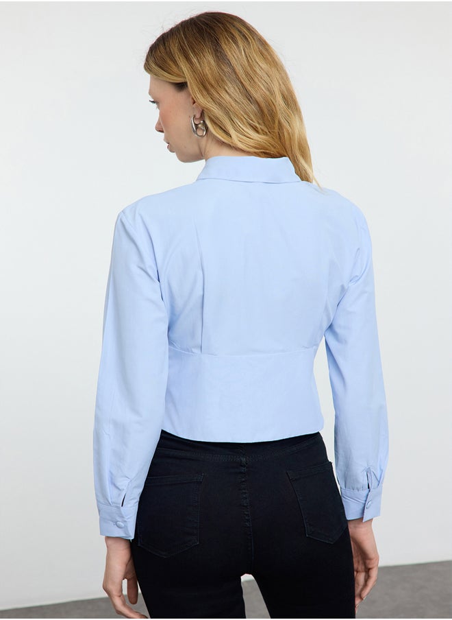 trendyol - Blue Waist Fitted Pattern Shirt TWOAW25GO00075 - Image 1