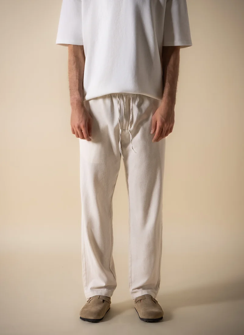 شايبس RELAXED FIT LINEN BLEND TROUSERS