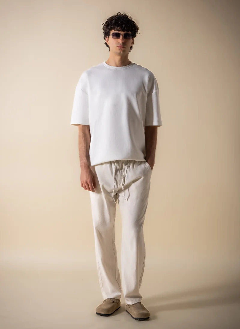 شايبس RELAXED FIT LINEN BLEND TROUSERS