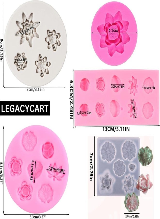 LEGACYCART Rose Peony Daisy Pods Flower Silicone Candle Mould for Candle Making Aromatherapy Lotus Candle Mini Wax Melts Home Decorations 3D Different Size Flower Polymer Clay Resin Gum Paste Sugar Craft (PACK OF 5) - Image 2