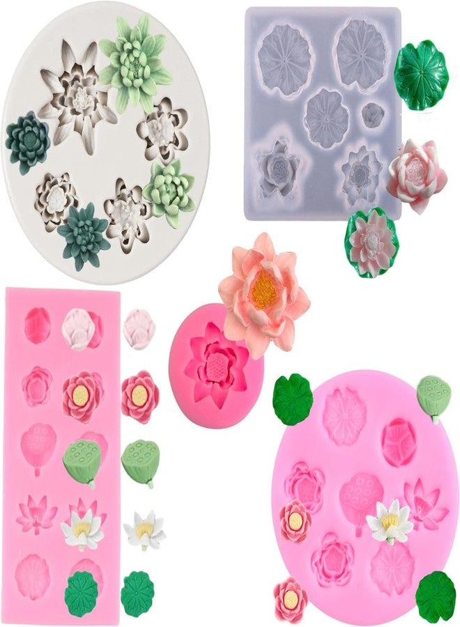 LEGACYCART Rose Peony Daisy Pods Flower Silicone Candle Mould for Candle Making Aromatherapy Lotus Candle Mini Wax Melts Home Decorations 3D Different Size Flower Polymer Clay Resin Gum Paste Sugar Craft (PACK OF 5) - Image 1