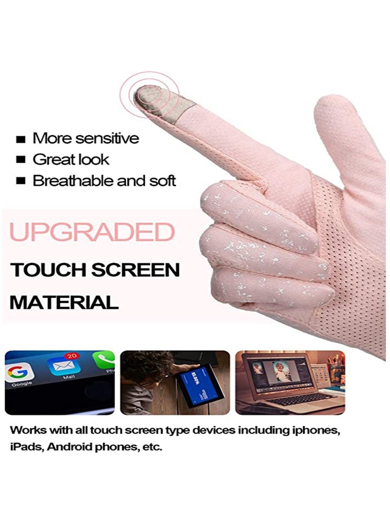 Inder 1Pair Sun Protection Touchscreen Gloves UPF45 UV Protection Breathable Non-Slip Summer Gloves for Driving Riding Outdoor Activities (Light Pink) - Image 5
