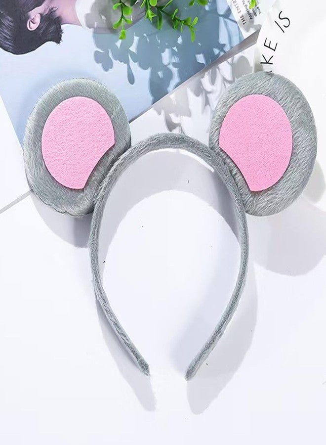 WLBON 3 Pcs Halloween Mouse Ears Headband Bow Tie Tail Gray Mouse Hair Hoops Bands Bowtie Animal Headpiece Hairband Women Christmas Holiday Festival Parade Cosplay Dress Up Birthday Party Accessories - Image 5