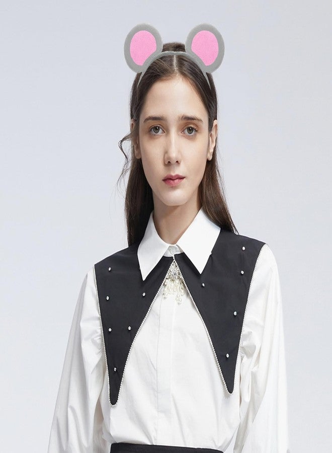 WLBON 3 Pcs Halloween Mouse Ears Headband Bow Tie Tail Gray Mouse Hair Hoops Bands Bowtie Animal Headpiece Hairband Women Christmas Holiday Festival Parade Cosplay Dress Up Birthday Party Accessories - Image 2