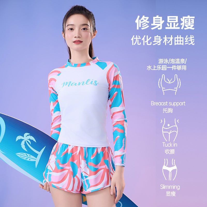 New Sports Swimsuit Ladies One-Piece Conservative New South Korea Ins Flat Angle Spring Swimsuit - Image 2