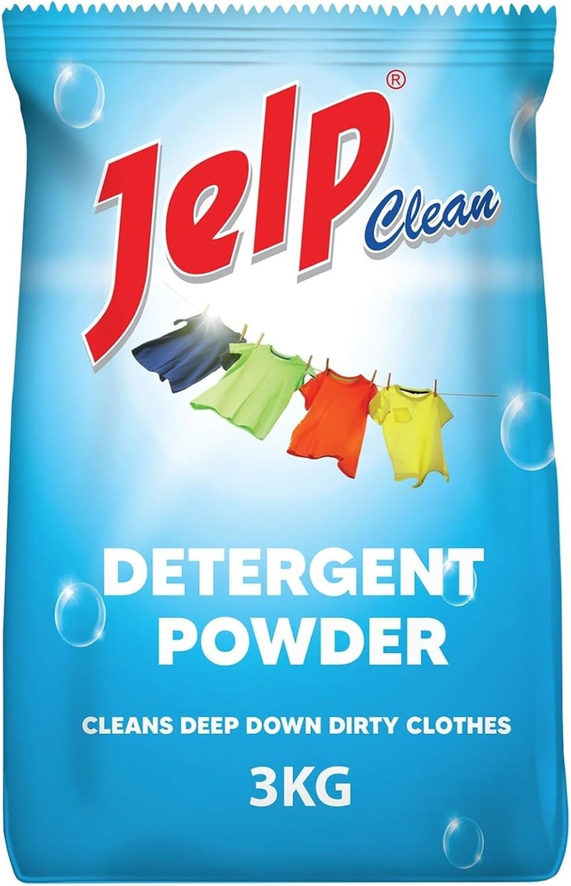 Jelp Clean Detergent Powder, 3 Kg - Tough on Stains - Image 1