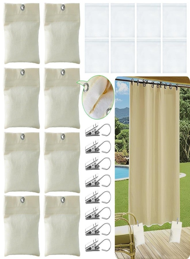 WUBOECE 8 Pack Outdoor Curtain Weights, Outdoor Curtain Weighted Bags Drapery Weights Bottom for Heavy Wind Patio Curtain Weights Bags Holder Clip for Pergola Drapes Cabana Gazebo Garden Flag Tablecloth - Image 1