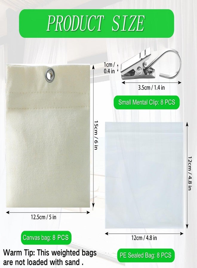 WUBOECE 8 Pack Outdoor Curtain Weights, Outdoor Curtain Weighted Bags Drapery Weights Bottom for Heavy Wind Patio Curtain Weights Bags Holder Clip for Pergola Drapes Cabana Gazebo Garden Flag Tablecloth - Image 2