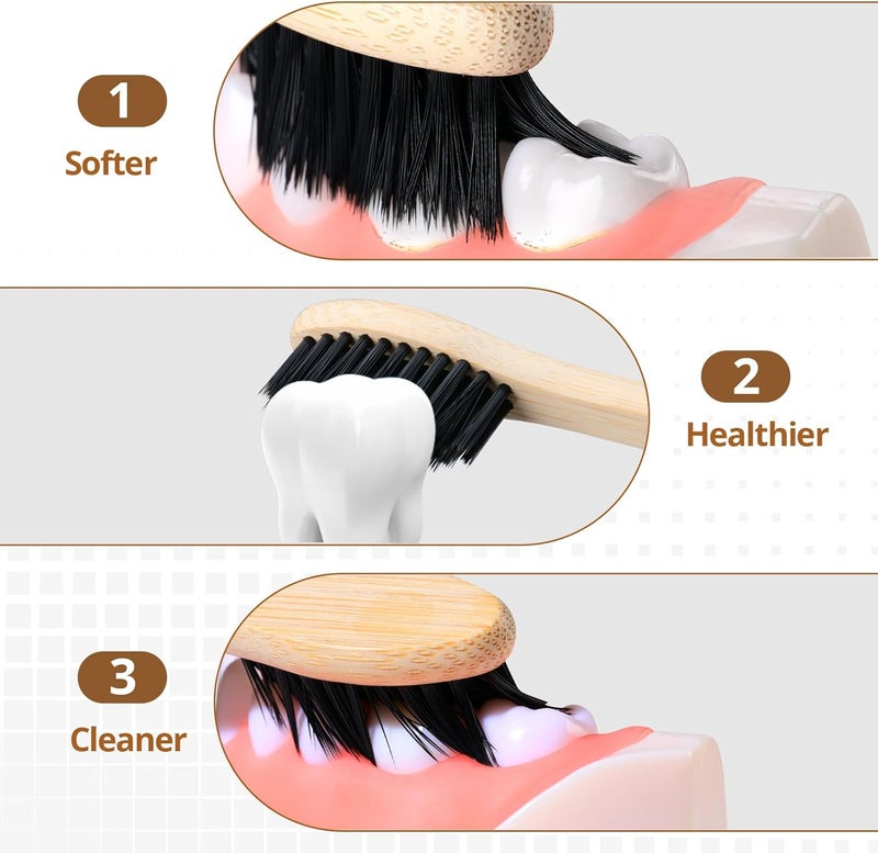 Virgin Forest Bamboo Toothbrushes 10pk, Soft Biodegradable BPA Free Eco Oral Care - Image 4