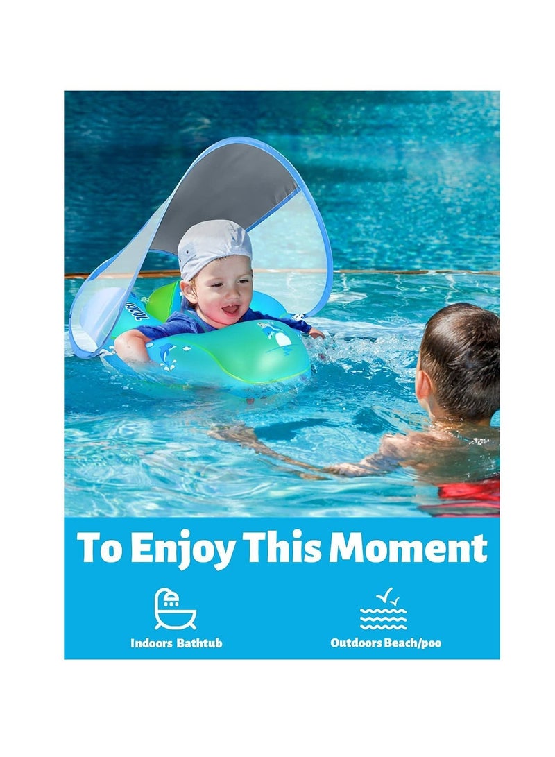 GT-Wheel Baby Swimming Floater Inflatable Baby Pool Float Ring with Sun Protection Canopy  - Image 3