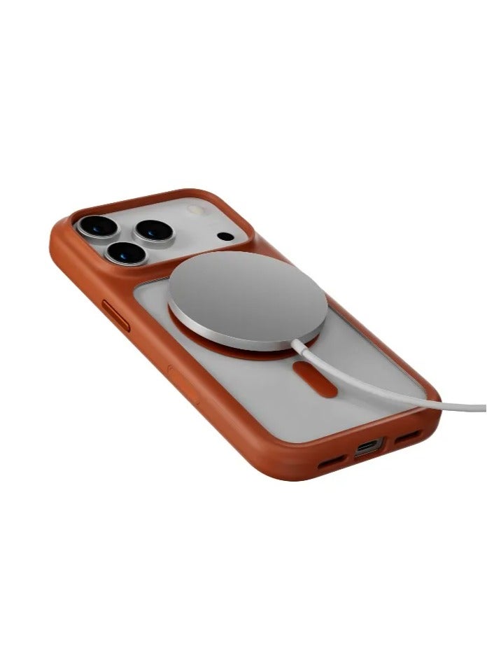 LEVELO iPhone 17 Pro Max Solo Matte MagSafe Case / 5ft. | 1.5m Drop Tested / MagSafe Compatible / Strong Magnets / Back Cover - Orange - Image 2