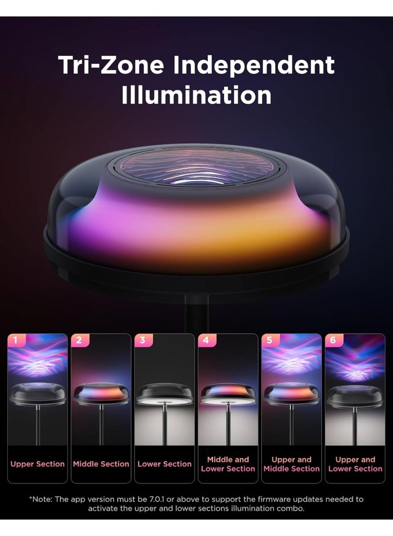 Govee Uplighter Floor Lamp for Living Room, RGBIC Ripple Projector, Floor Lamp for Bedroom Works with Matter, 215 ft² Light Area, 1000lm LED Modern Corner Floor Light, Warm Cool White Standing Lamp - Image 3