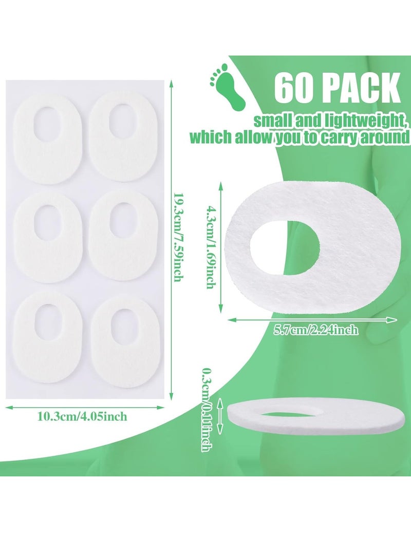 GUDOO 60 حزمة من وسادات مسامير القدم الناعمة من وسادات الذرة ذات الشكل البيضاوي الناعم لأسفل القدم، وسادات الذرة اللاصقة للقدم للرجال والنساء، وتخفيف آلام أصابع القدم والكعب - Image 2