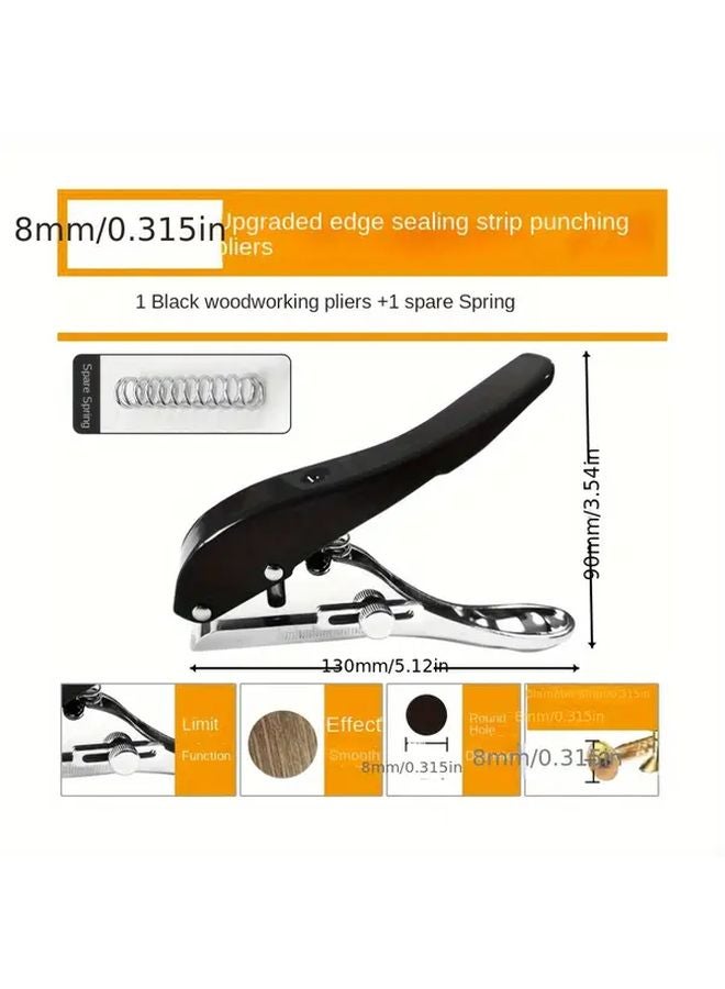 Black Edge Banding Piercing Pliers 8mm Hand Held Punching Machine With Smooth Metal Handle - Image 1