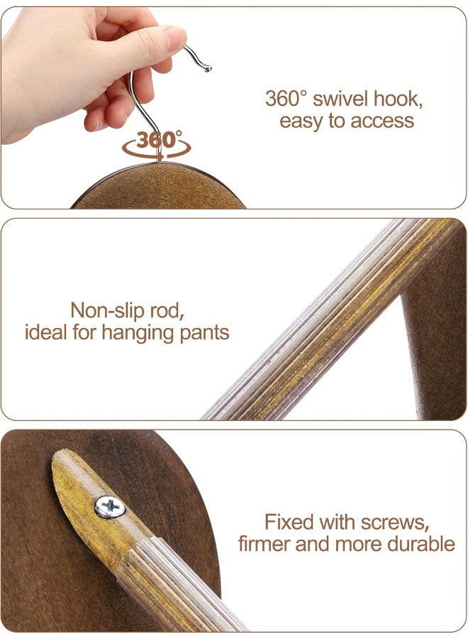 HOUSE DAY Wide Shoulder Wooden Hangers 12 Pack, Wood Suit Hangers for Men with Non Slip Pants Bar, Smooth Finish Solid Wood Coat Hangers for Jacket, Pants, Dress, Heavy Clothes Hangers (Walnut) - Image 4