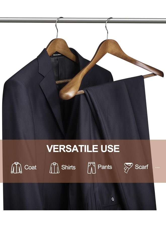 HOUSE DAY Wide Shoulder Wooden Hangers 12 Pack, Wood Suit Hangers for Men with Non Slip Pants Bar, Smooth Finish Solid Wood Coat Hangers for Jacket, Pants, Dress, Heavy Clothes Hangers (Walnut) - Image 5