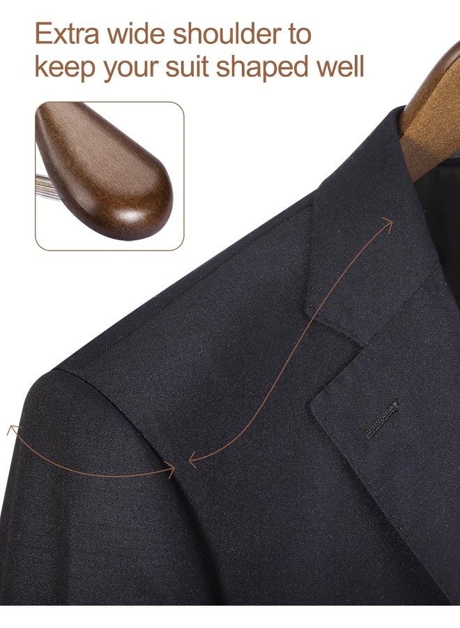 HOUSE DAY Wide Shoulder Wooden Hangers 12 Pack, Wood Suit Hangers for Men with Non Slip Pants Bar, Smooth Finish Solid Wood Coat Hangers for Jacket, Pants, Dress, Heavy Clothes Hangers (Walnut) - Image 3