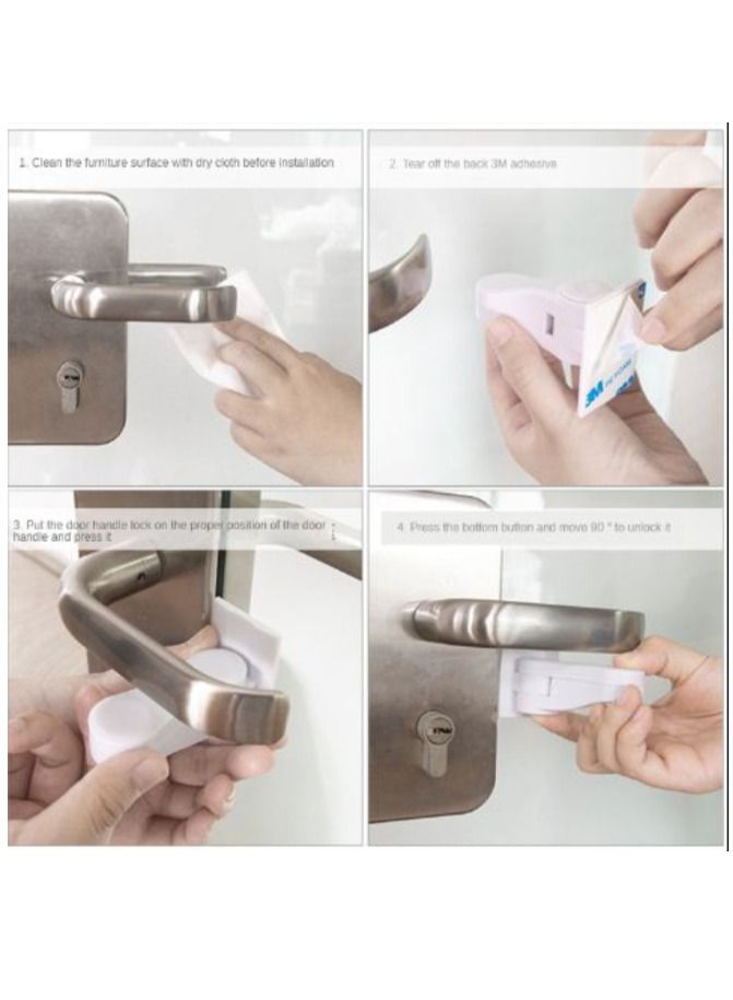 AROAQ Home Universal ABS Protection Device for Children Safety ABS Anti Open Handle Door Lever Locks 6Pcs - Image 3