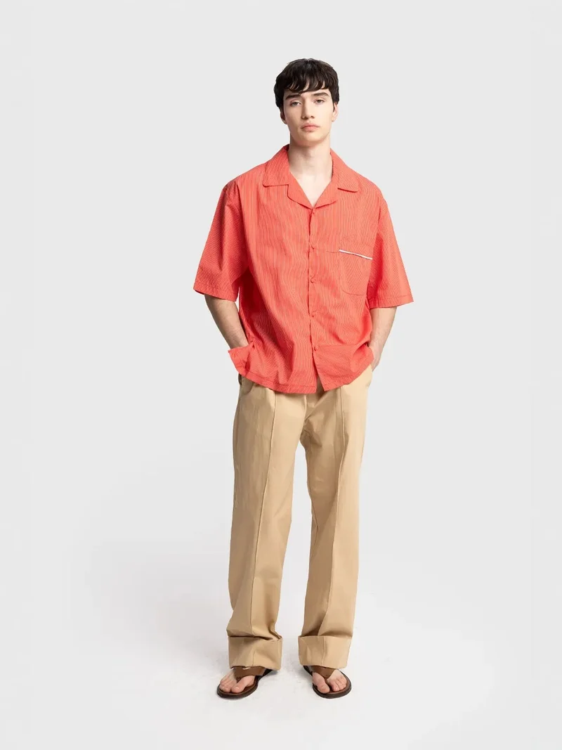 Giesto GIESTO Men's Pinstripe Short Sleeve Shirt