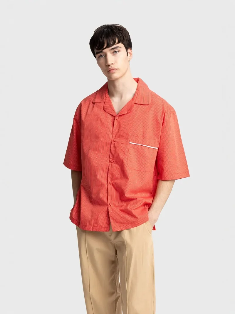 Giesto GIESTO Men's Pinstripe Short Sleeve Shirt