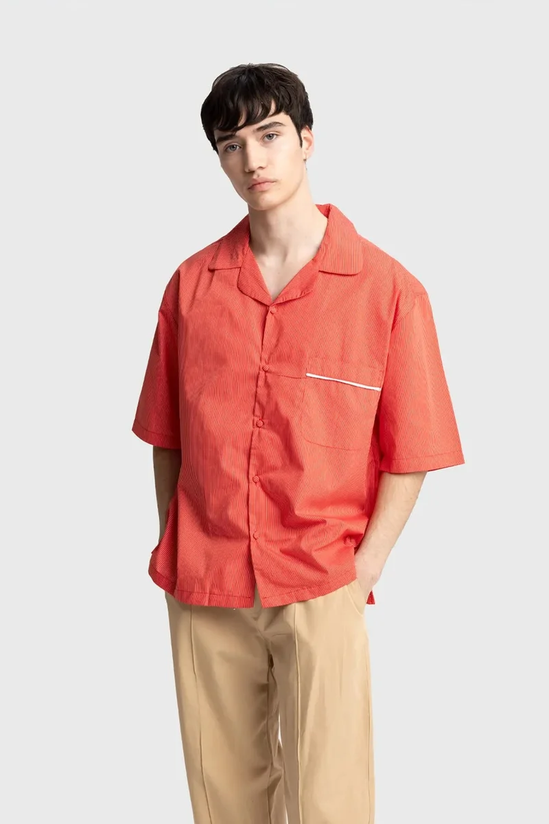 GIESTO Men's Pinstripe Short Sleeve Shirt