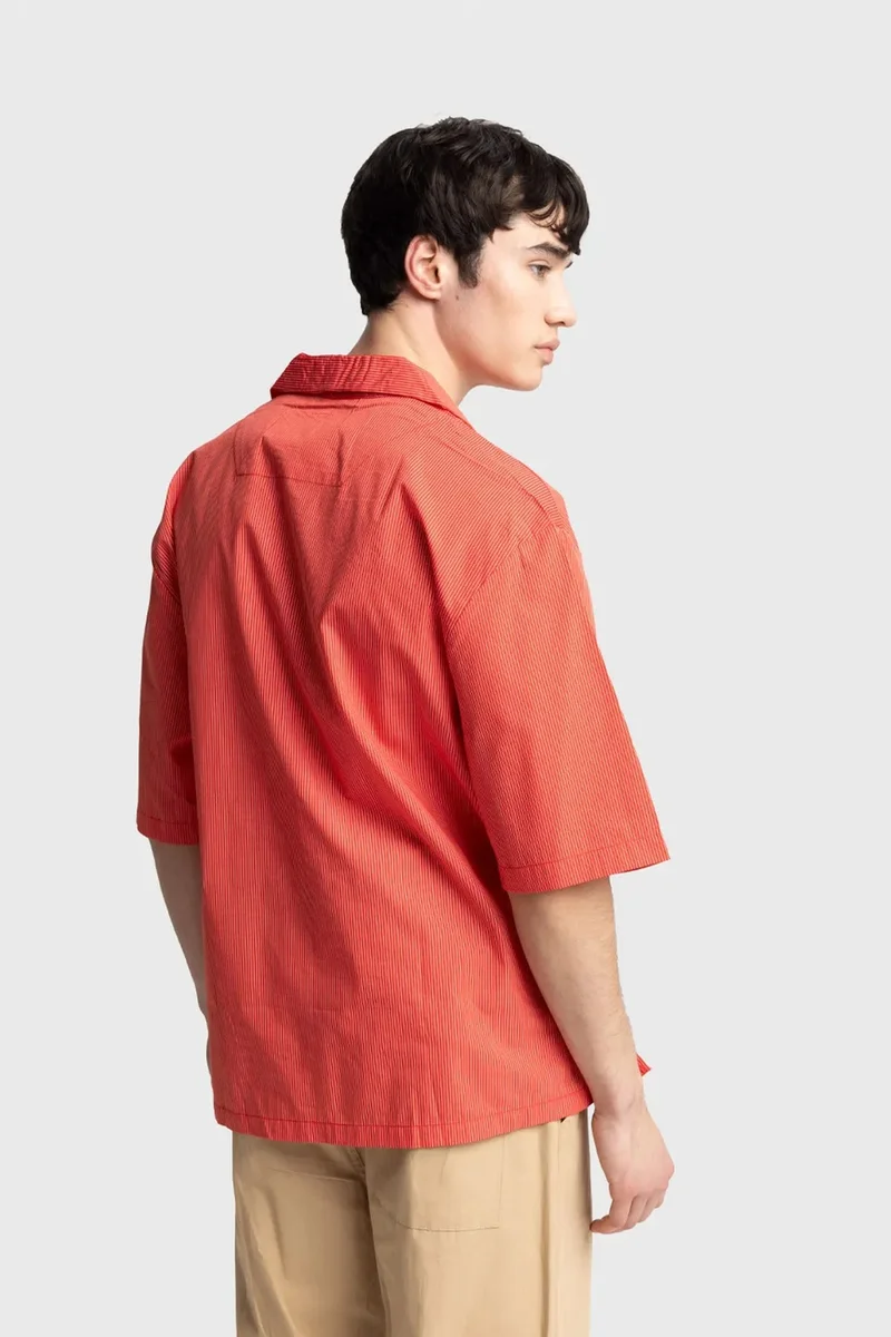 Giesto Bright Orange GIESTO Men's Pinstripe Short Sleeve Shirt for Men | Best Price UAE