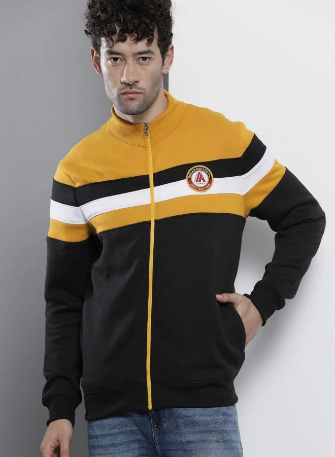 The Indian Garage Co Men Regular Fit Colourblocked High Neck Full Sleeves Sweatshirt
